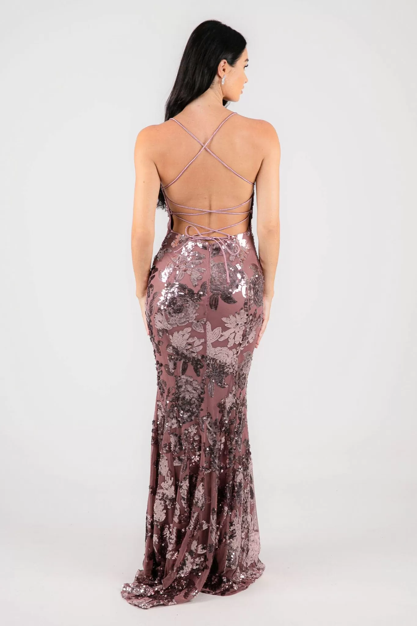 Women Hot Pink Dresses | Black Tie Dresses>Calista Sequin Gown - Dusty Rose