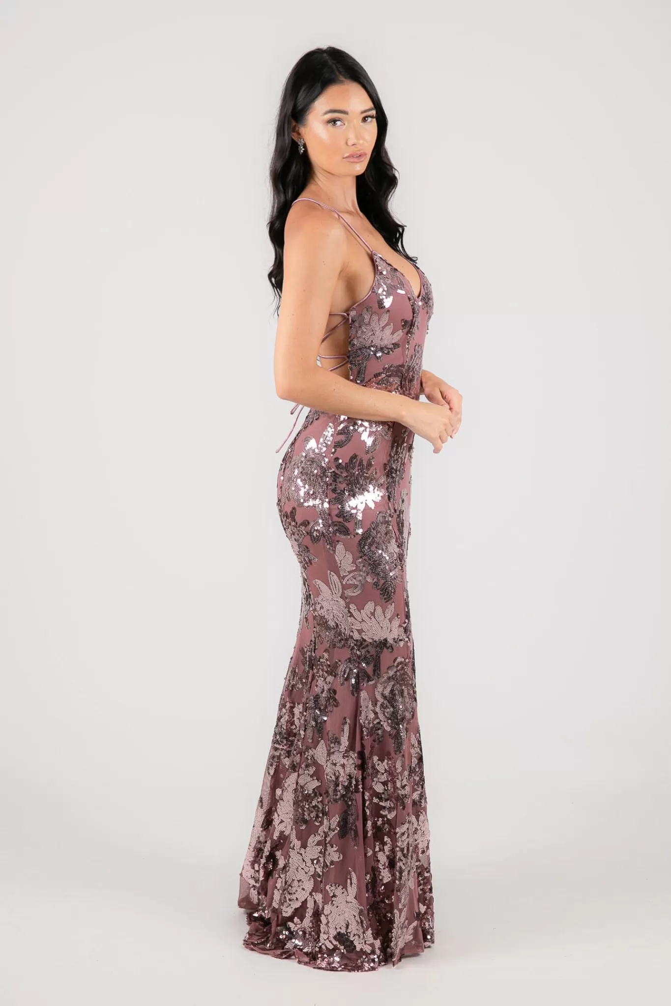 Women Hot Pink Dresses | Black Tie Dresses>Calista Sequin Gown - Dusty Rose