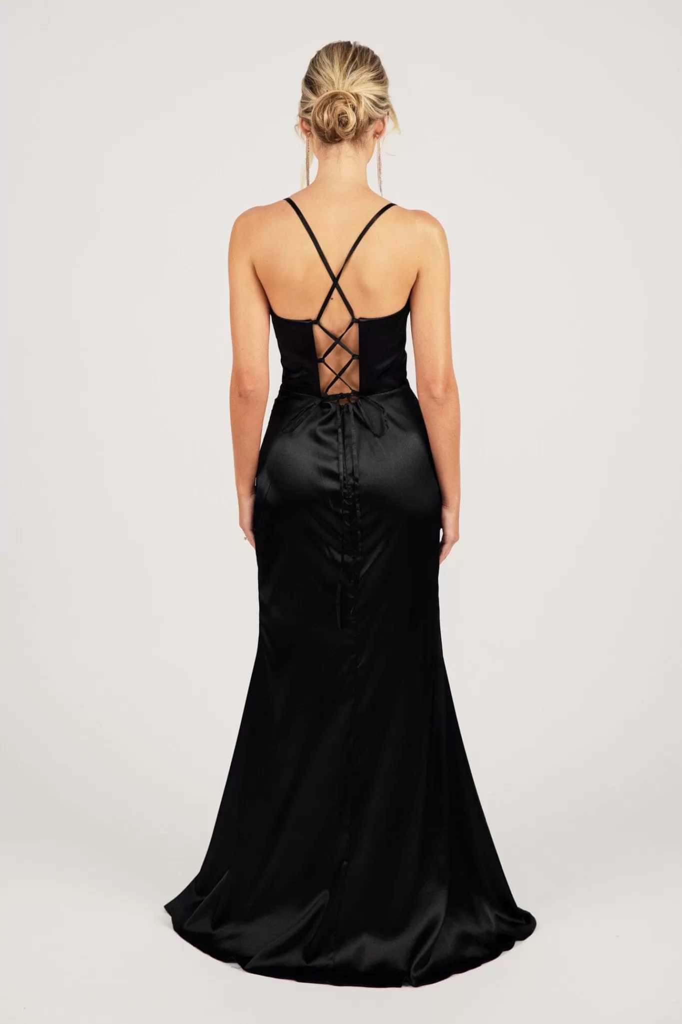 Women NBLUXE Dresses | Black Tie Dresses>SHANTE Lace Up Back Corset Gown - Black