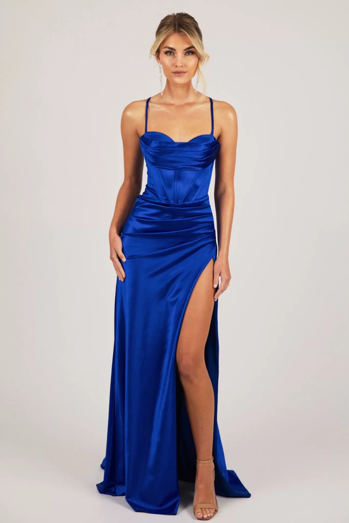 Women NBLUXE Dresses | Black Tie Dresses>SHANTE Lace Up Back Corset Gown - Royal Blue