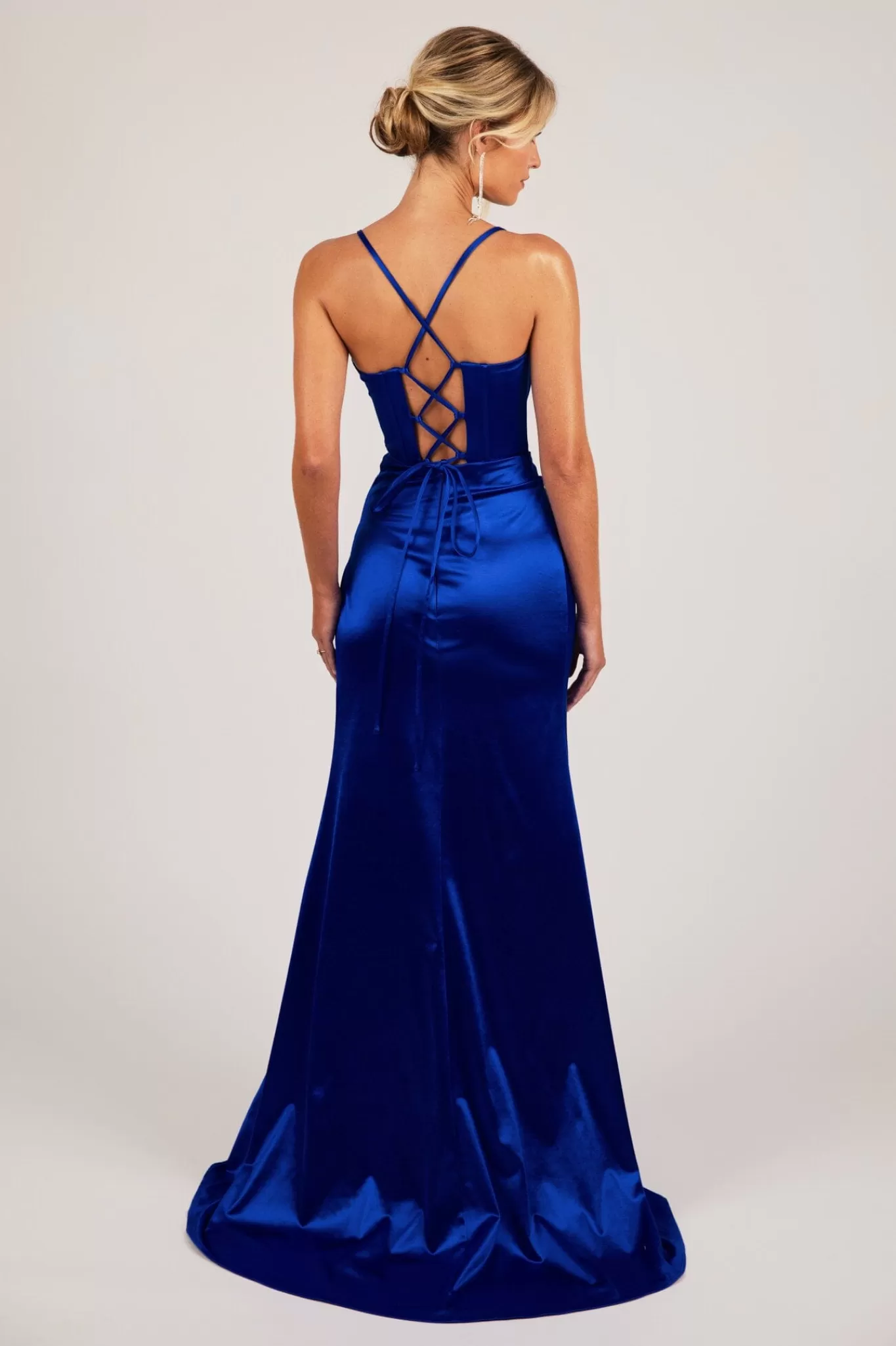 Women NBLUXE Dresses | Black Tie Dresses>SHANTE Lace Up Back Corset Gown - Royal Blue