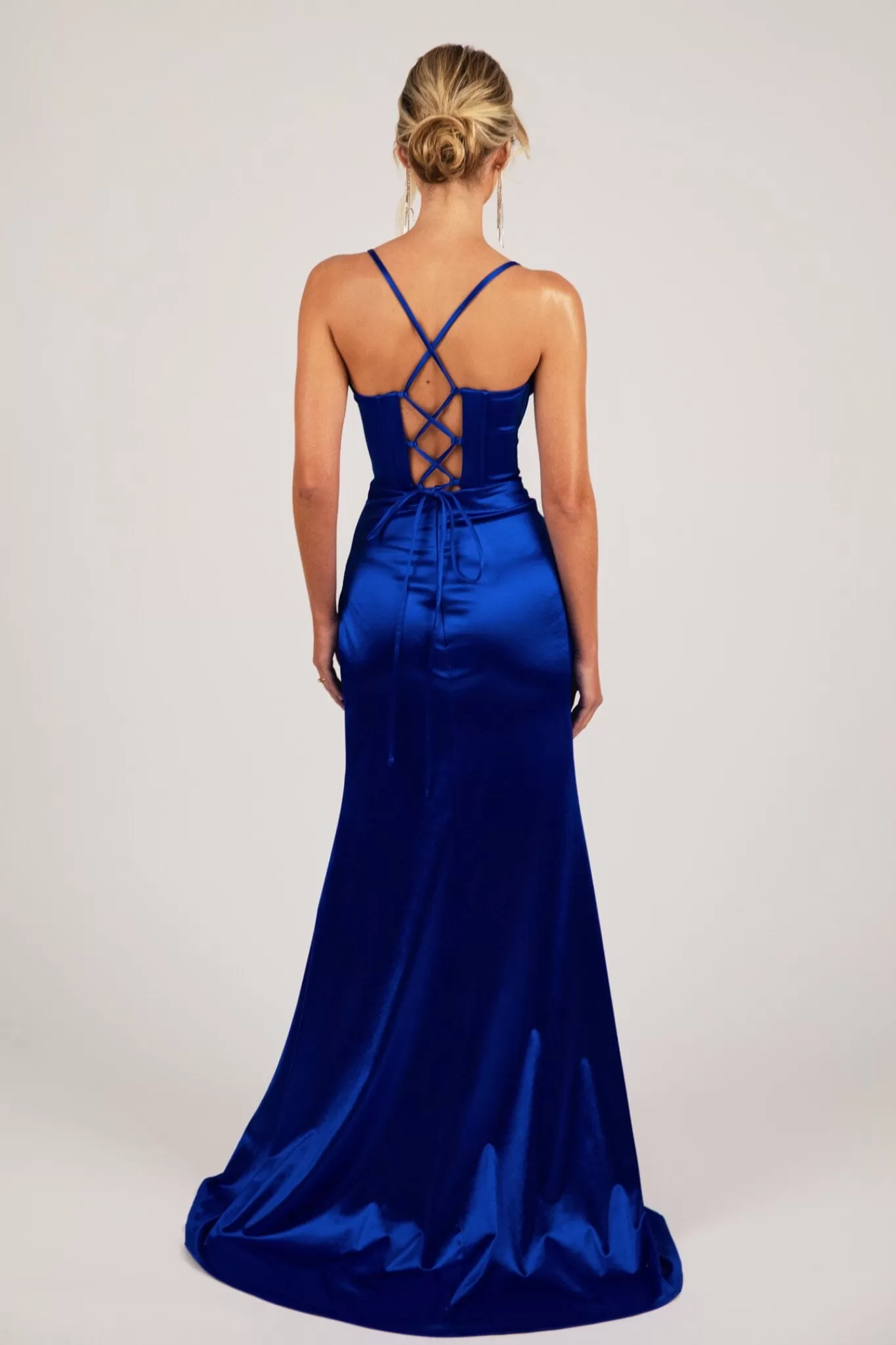 Women NBLUXE Dresses | Black Tie Dresses>SHANTE Lace Up Back Corset Gown - Royal Blue