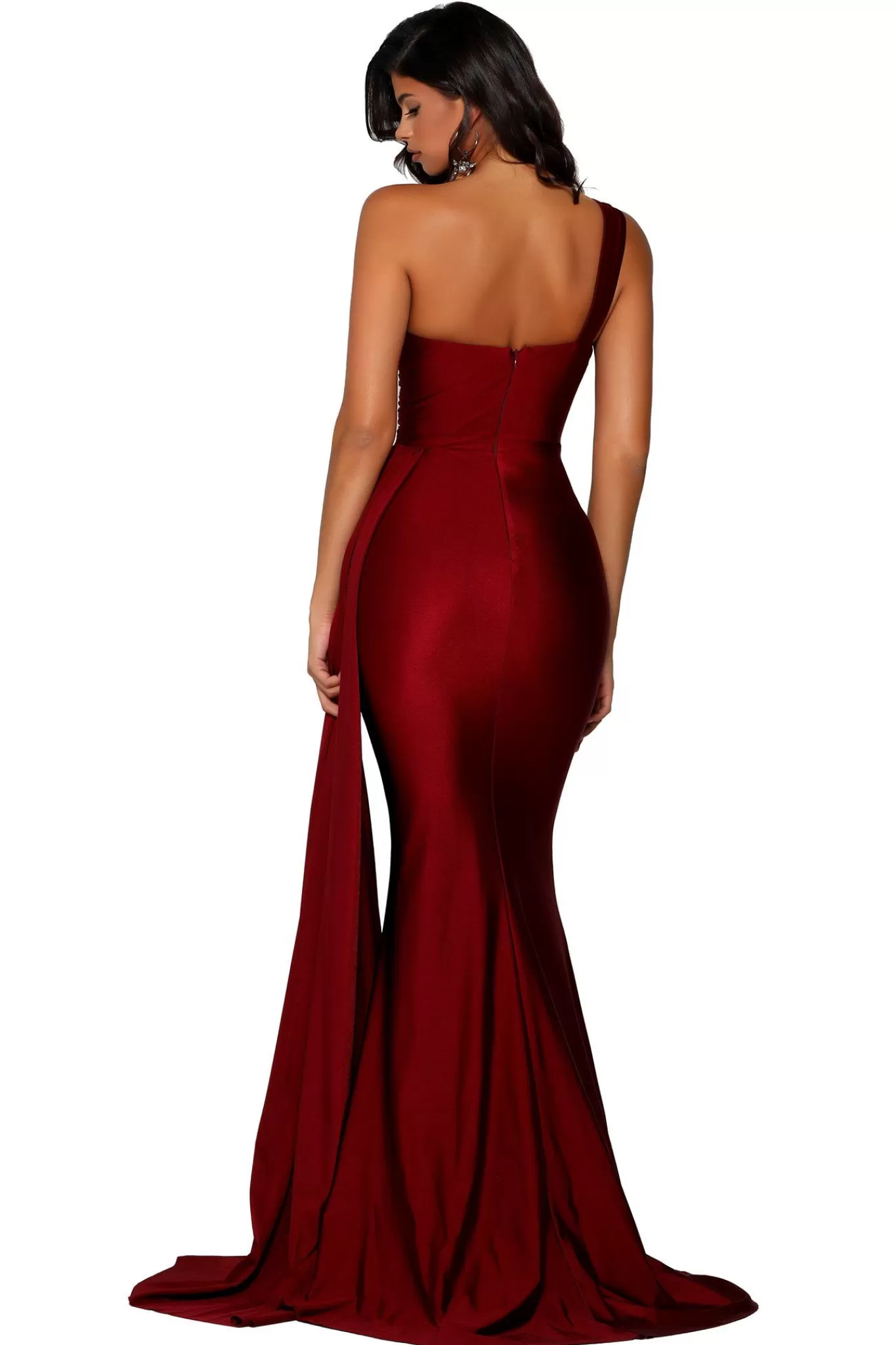 Women Portia & Scarlett Dresses | One Shoulder Dresses>Style PS6321 in Deep Red by (XXL & 3XL - Last Pieces)