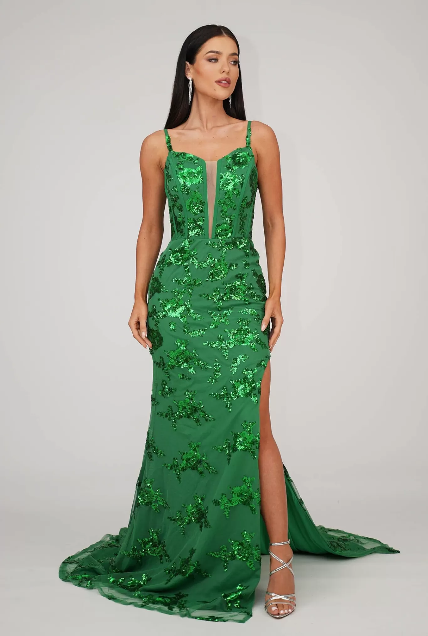 Women NBLUXE Dresses | Black Tie Dresses>Tatiana Corset Gown - Bright Green (XS - Clearance Sale)
