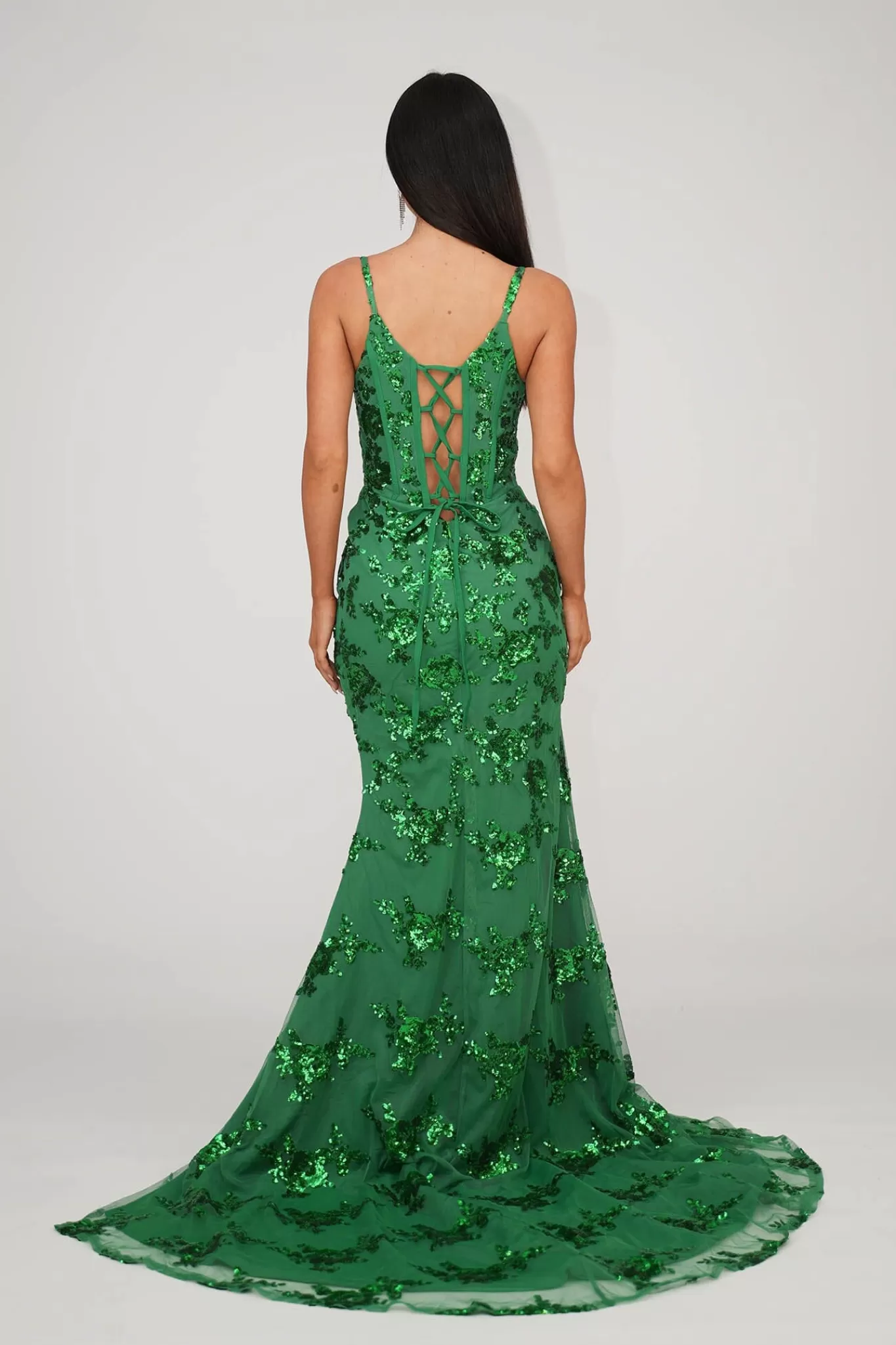 Women NBLUXE Dresses | Black Tie Dresses>Tatiana Corset Gown - Bright Green (XS - Clearance Sale)