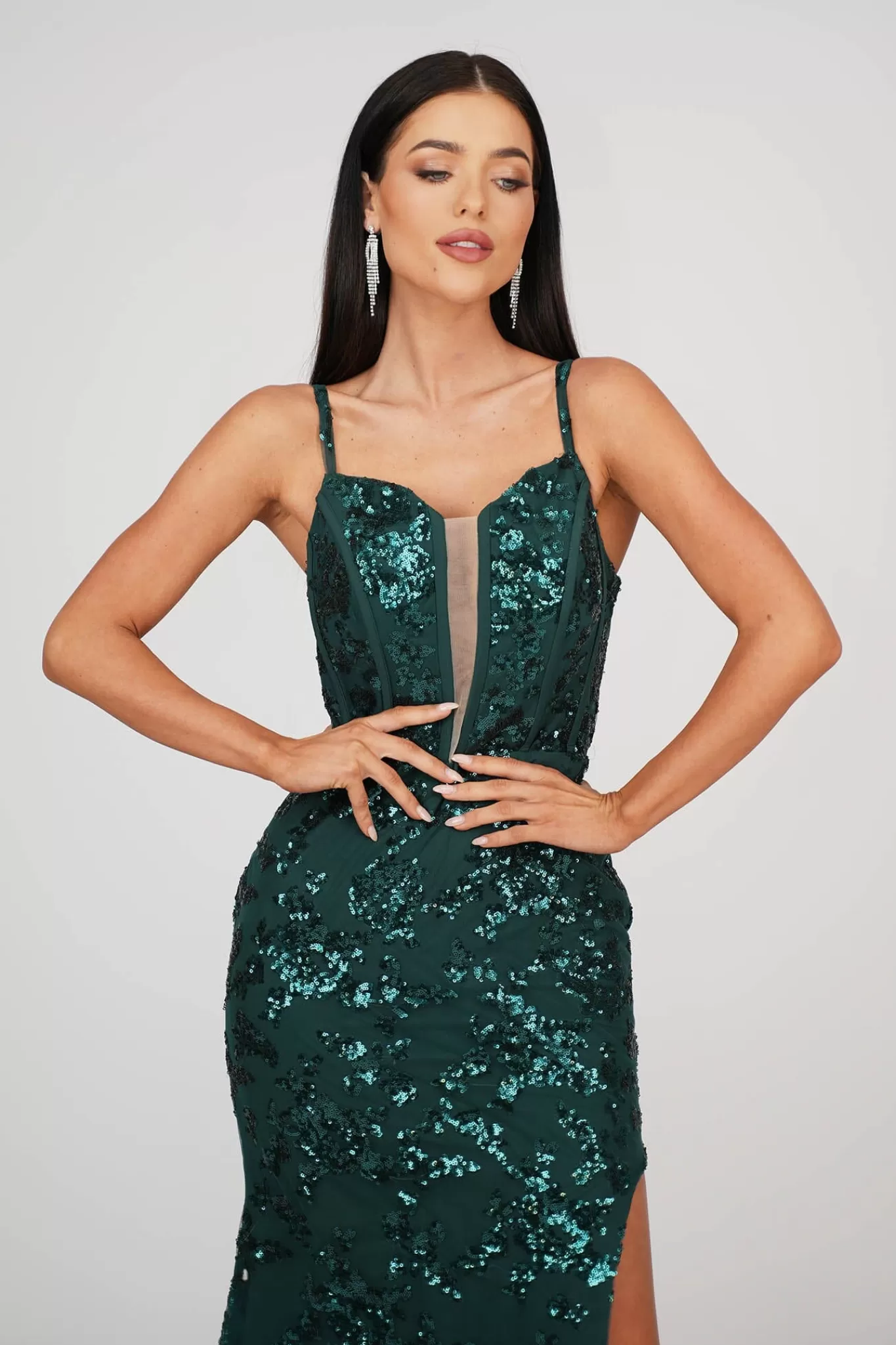 Women NBLUXE Dresses | Black Tie Dresses>Tatiana Corset Gown - Emerald (XS - Clearance Sale)